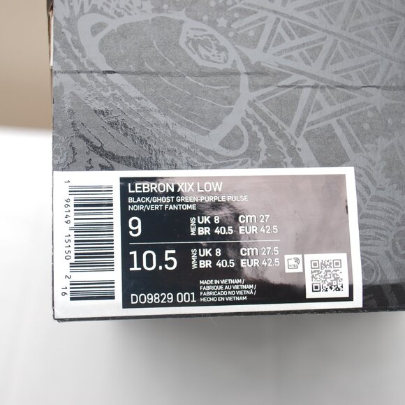 Nike Lebron XIX Low in Black/Ghost Green-Purple Pulse Brand New - Picture 10 of 11